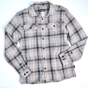 Patagonia Men's S Organic Cotton Grey Plaid Flannel Shirt